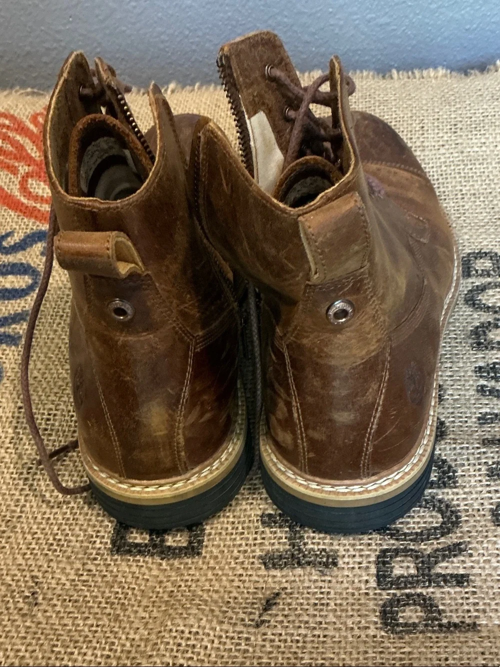 Timberland Men's Brown Leather Chukka Boots with Side Zipper Size 11